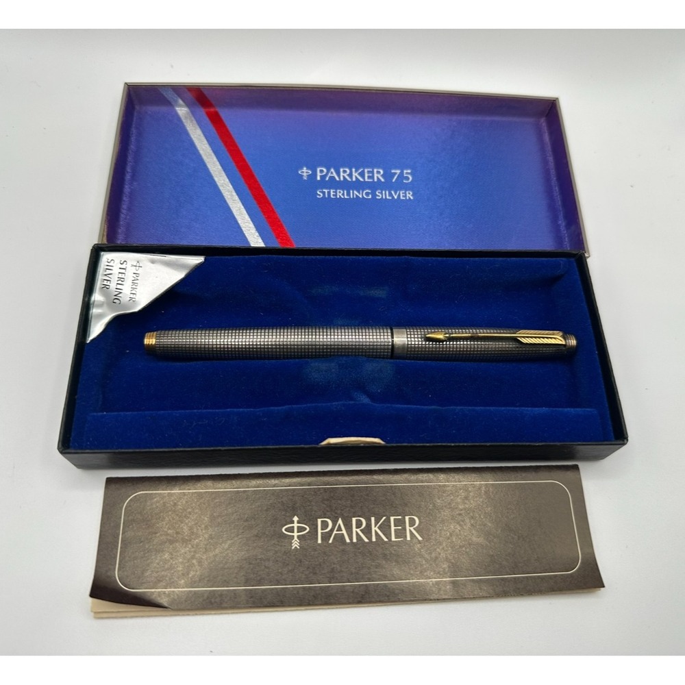 PARKER 75 Ciselé Sterling Silver 14K F Nib Fountain Pen